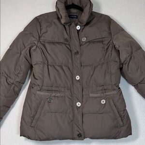 Lands' End Brown- Gray Down Puffer Coat M/L